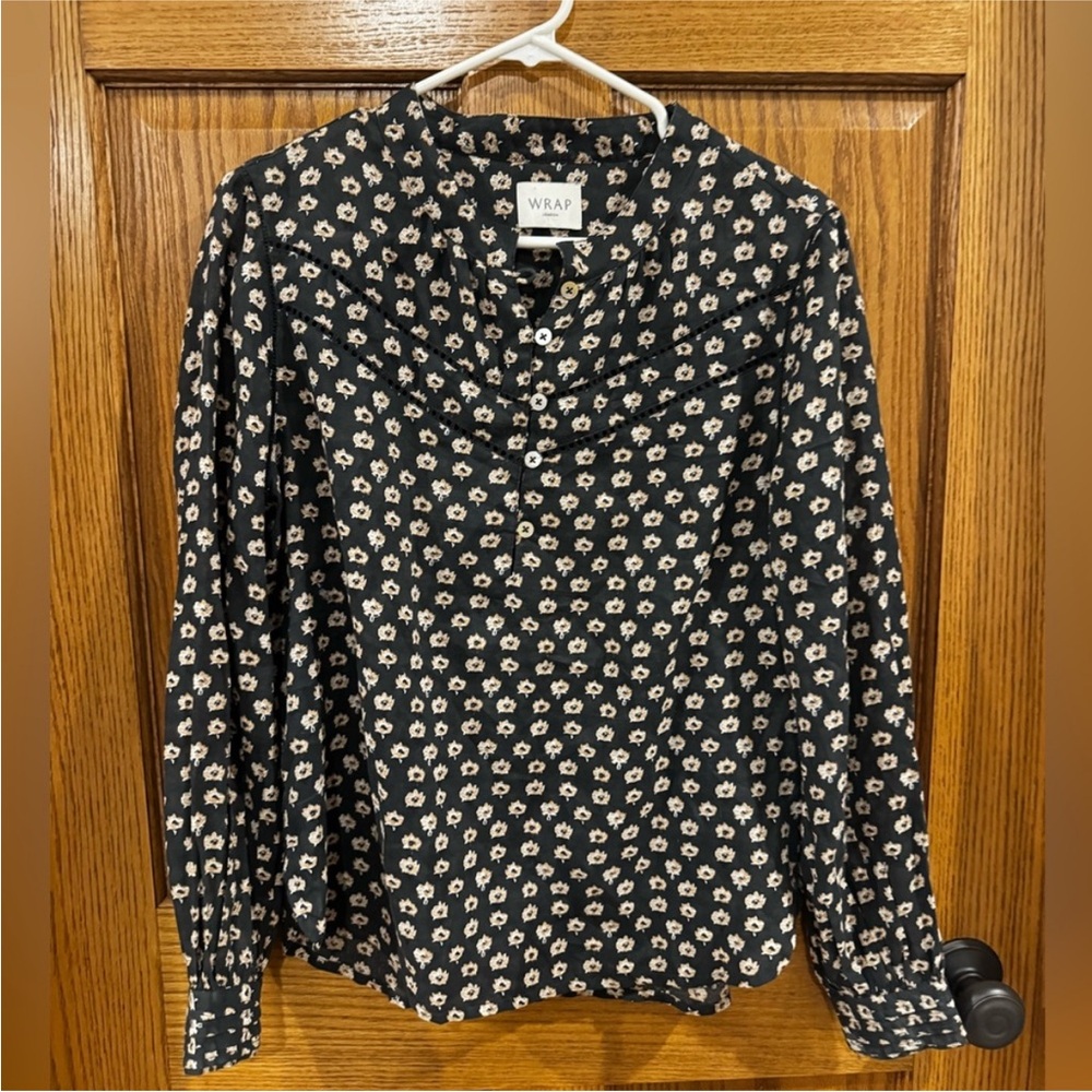 Wrap London Black and Cream Floral Blouse